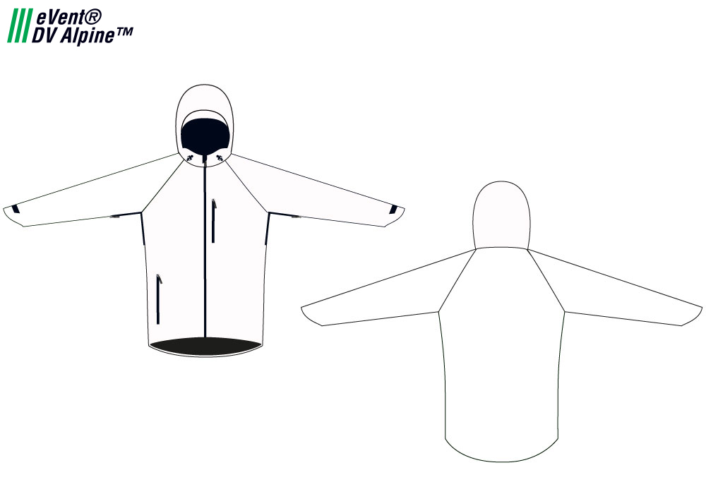 Schnittbild Regenjacke mit Kapuze