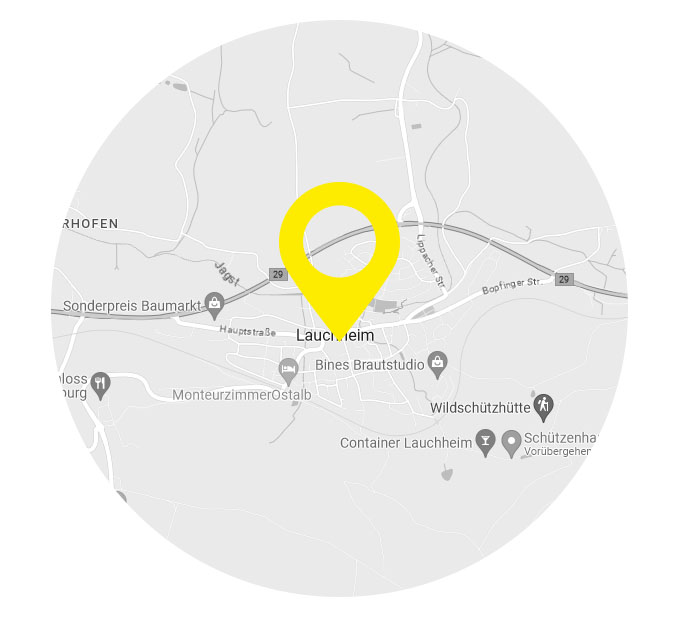 Karte von Lauchheim - Ein Positions-Marker zeigt auf den Ort